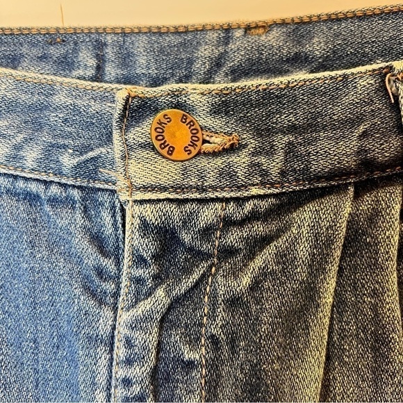 1970/80S 28" X 28” BROOKS RUGGED WEAR SOFT AND SLOUCHY PLEAT JEANS VINTAGE USA - Picture 3 of 10